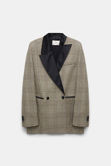 Dorothee Schumacher Glen plaid blazer with asymmetric lapel mixed glencheck