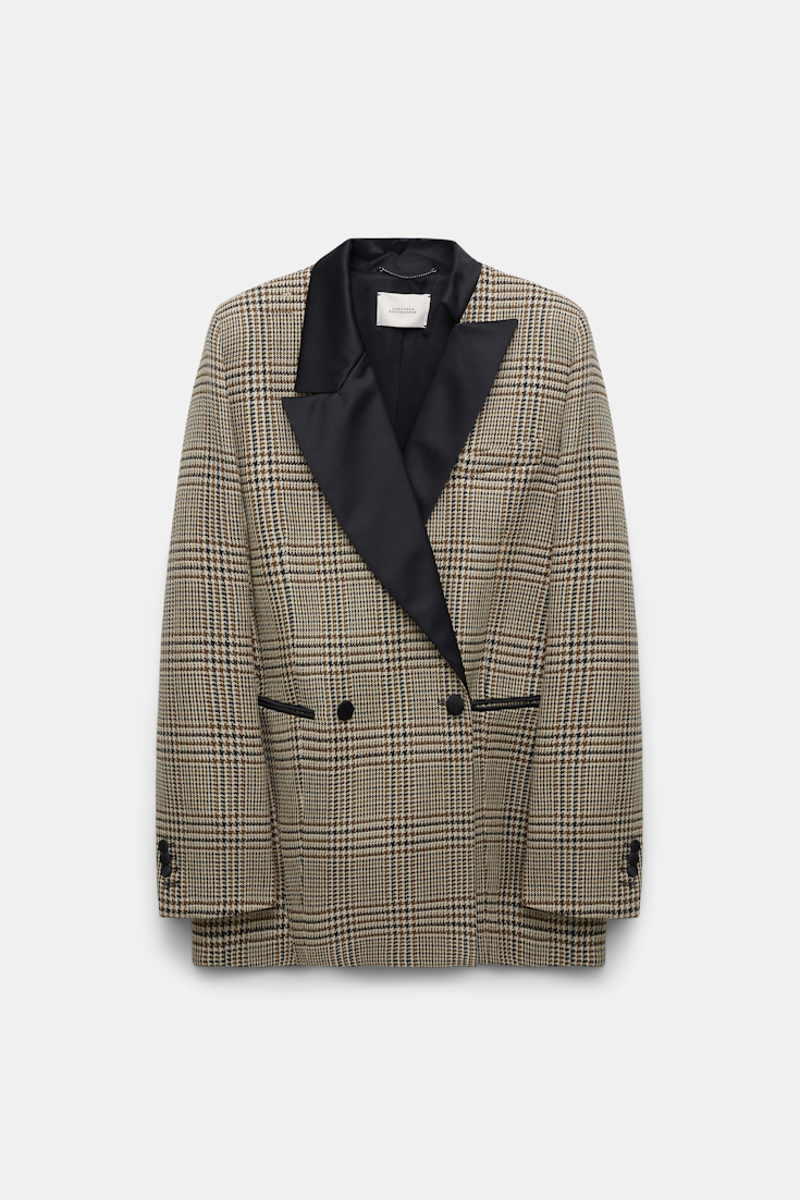 Dorothee Schumacher Glen plaid blazer with asymmetric lapel mixed glencheck