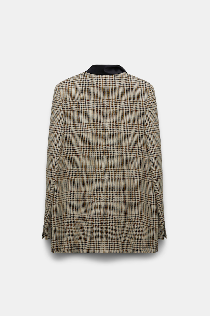 Dorothee Schumacher Glen plaid blazer with asymmetric lapel mixed glencheck