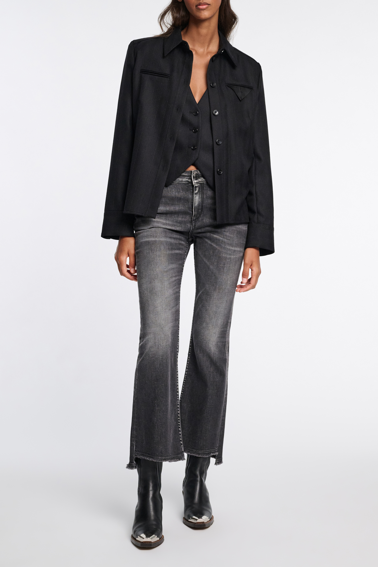 Dorothee Schumacher Tailored pinstriped shirt-jacket black