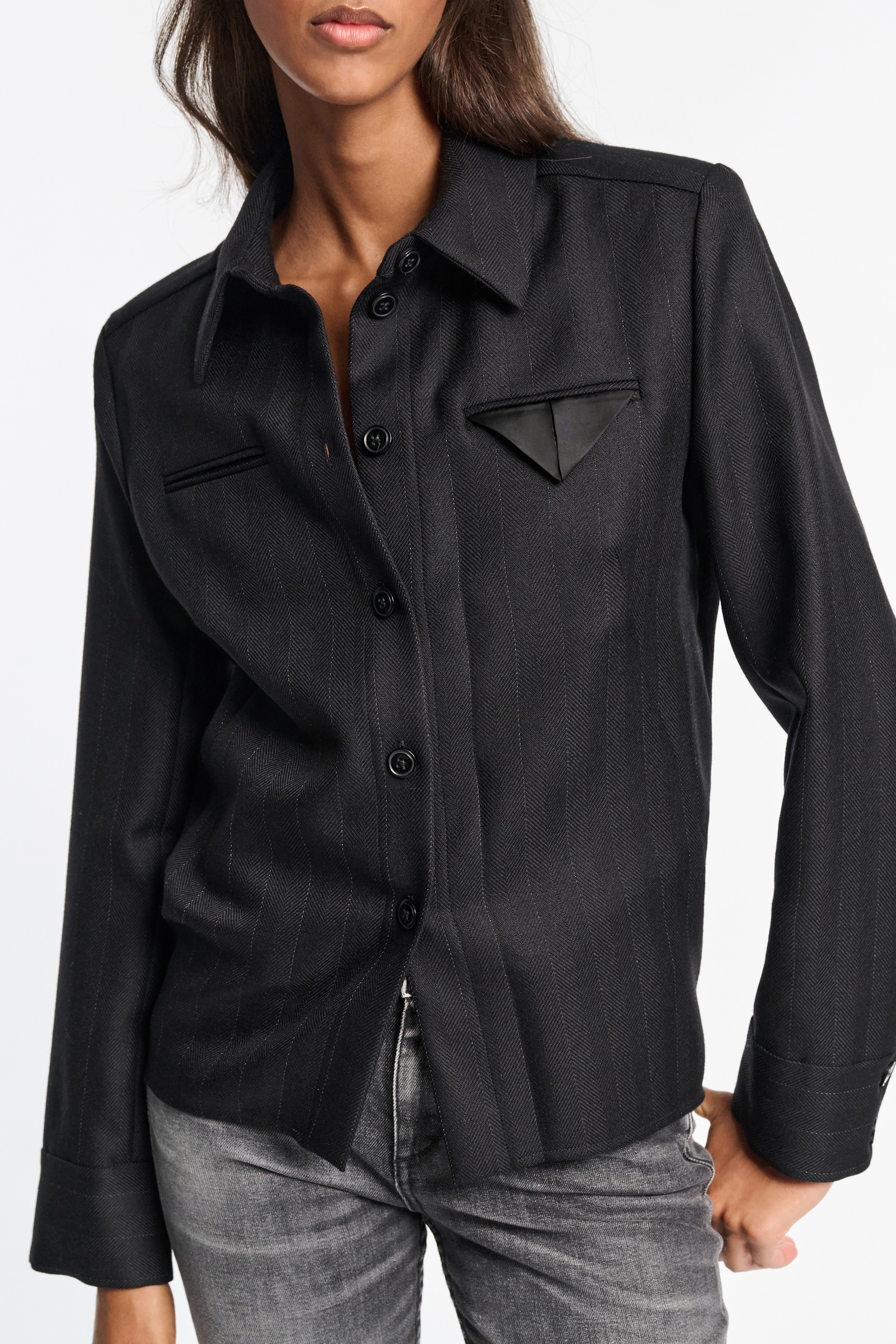 Dorothee Schumacher Tailored pinstriped shirt-jacket black