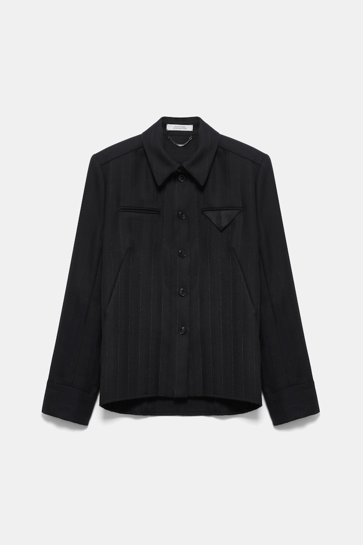 Dorothee Schumacher Tailored pinstriped shirt-jacket black