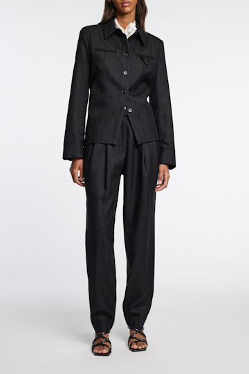 Dorothee Schumacher Pleated pinstriped pants black