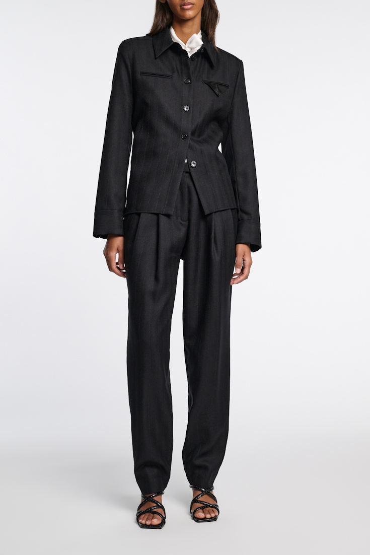 Dorothee Schumacher Pleated pinstriped pants black