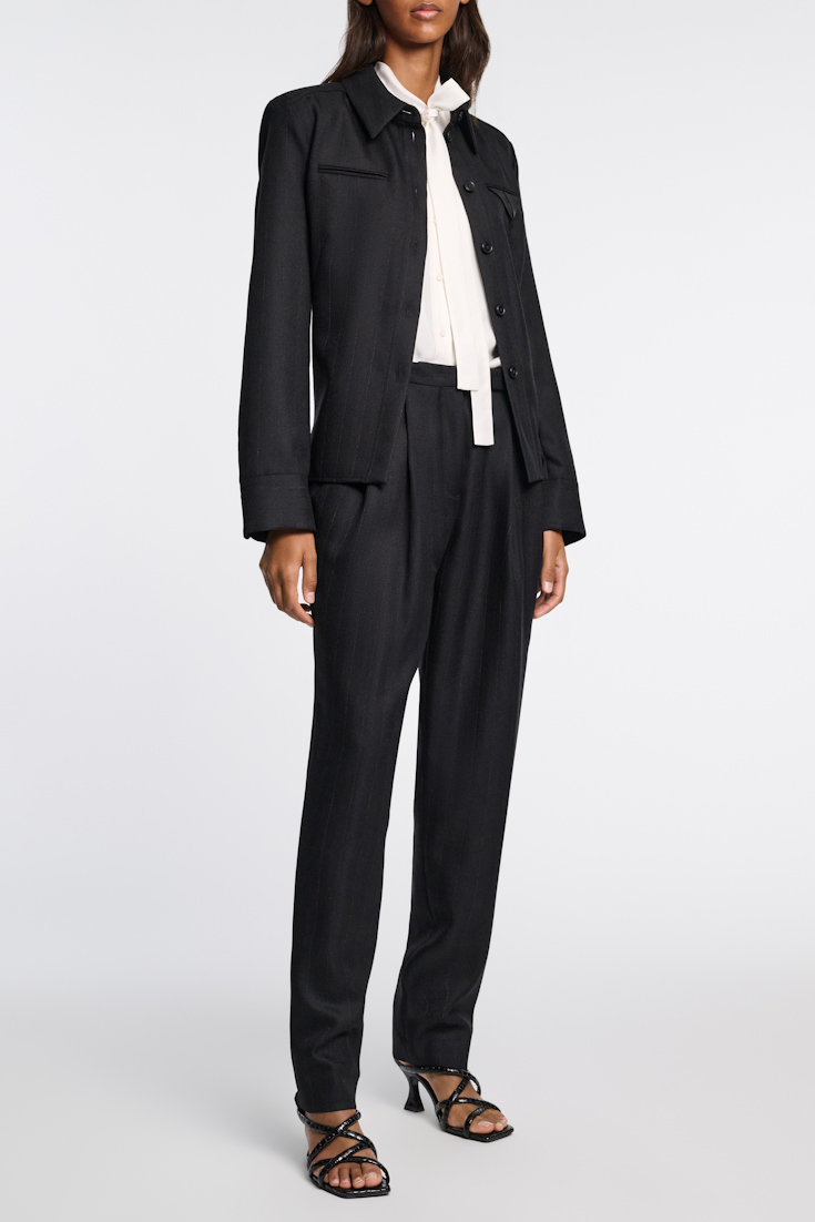 Dorothee Schumacher Pleated pinstriped pants black