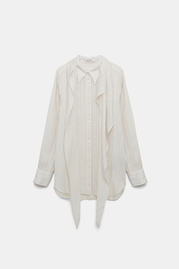 Dorothee Schumacher Gestreifte Bluse mit abnehmbarem Schal white red stripe