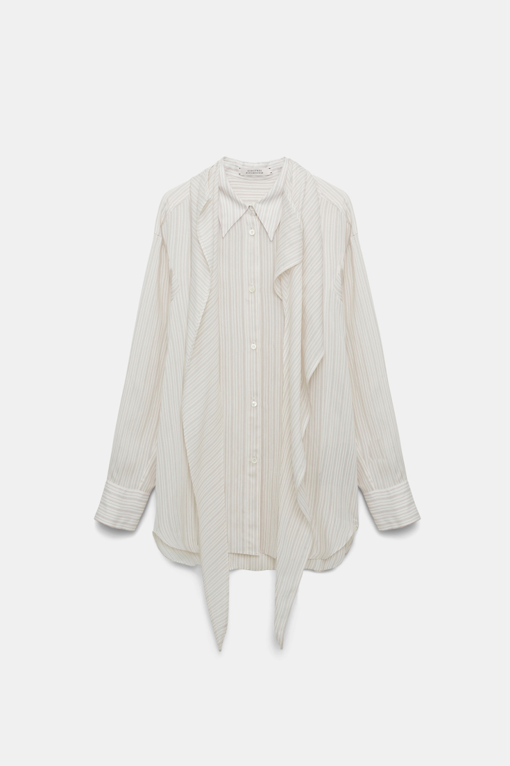 Dorothee Schumacher Gestreifte Bluse mit abnehmbarem Schal white red stripe