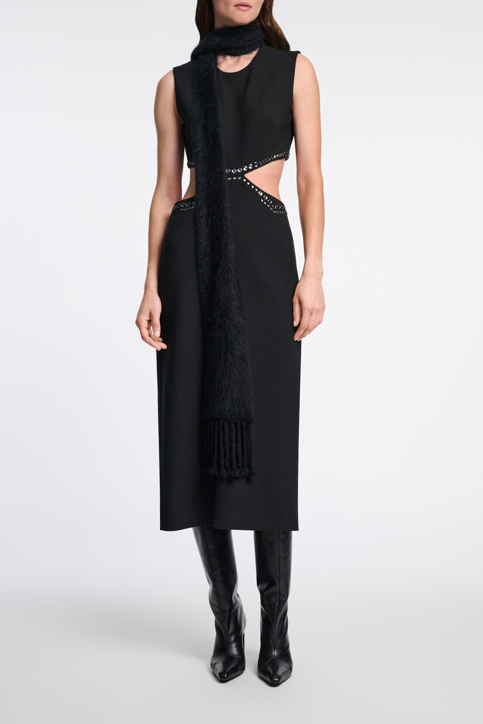 Dorothee Schumacher Embellished dress with cutout waist black