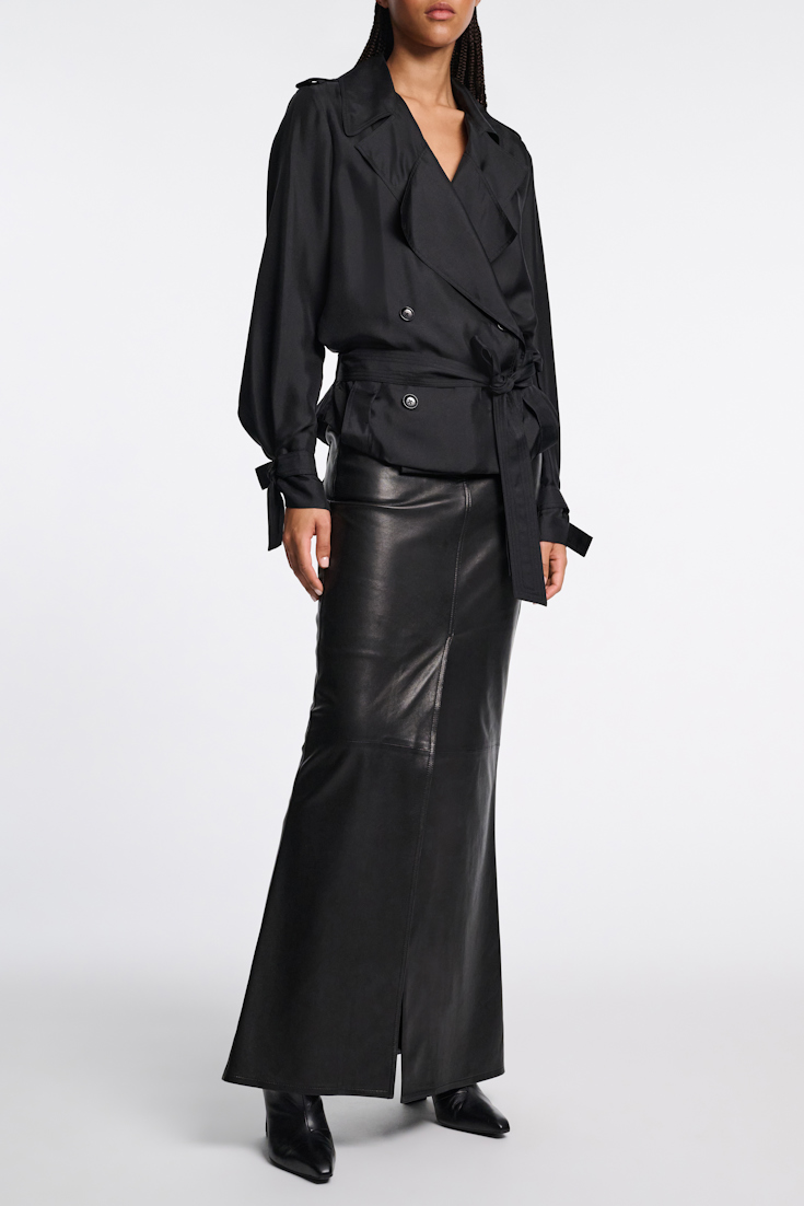 Dorothee Schumacher Mid-length leather skirt black