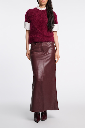 Dorothee Schumacher Leather skirt bordeaux