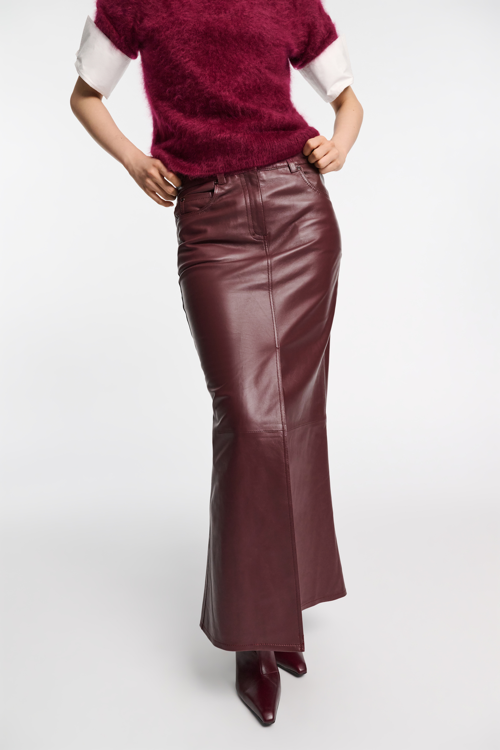 Dorothee Schumacher Leather skirt bordeaux