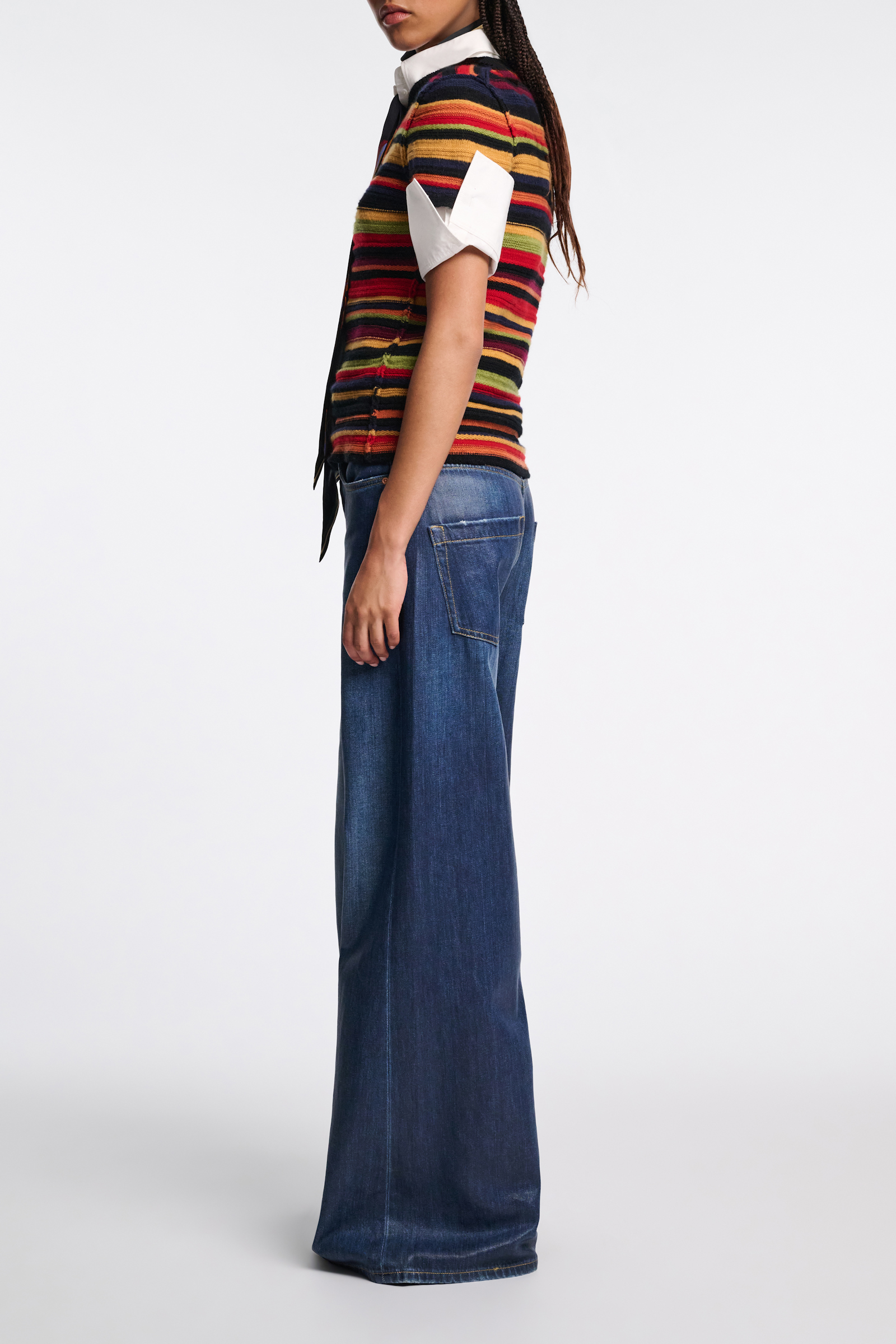 Dorothee Schumacher Wide denim pants with under-glass effect blue indigo