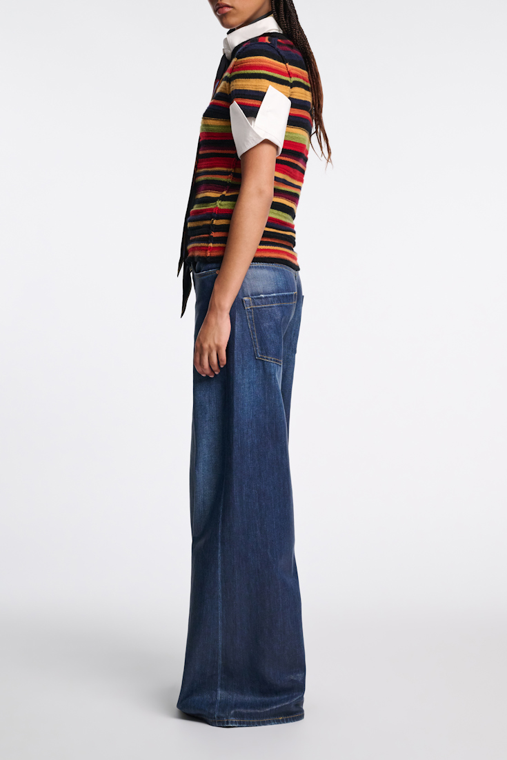 Dorothee Schumacher Wide denim pants with under-glass effect blue indigo