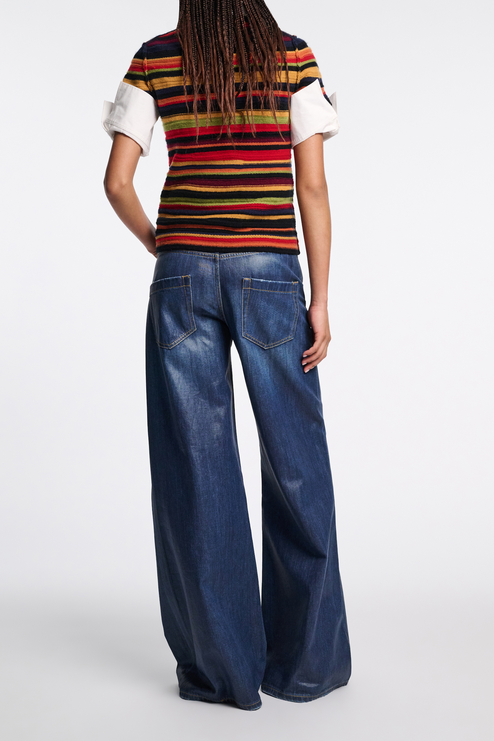 Dorothee Schumacher Wide denim pants with under-glass effect blue indigo