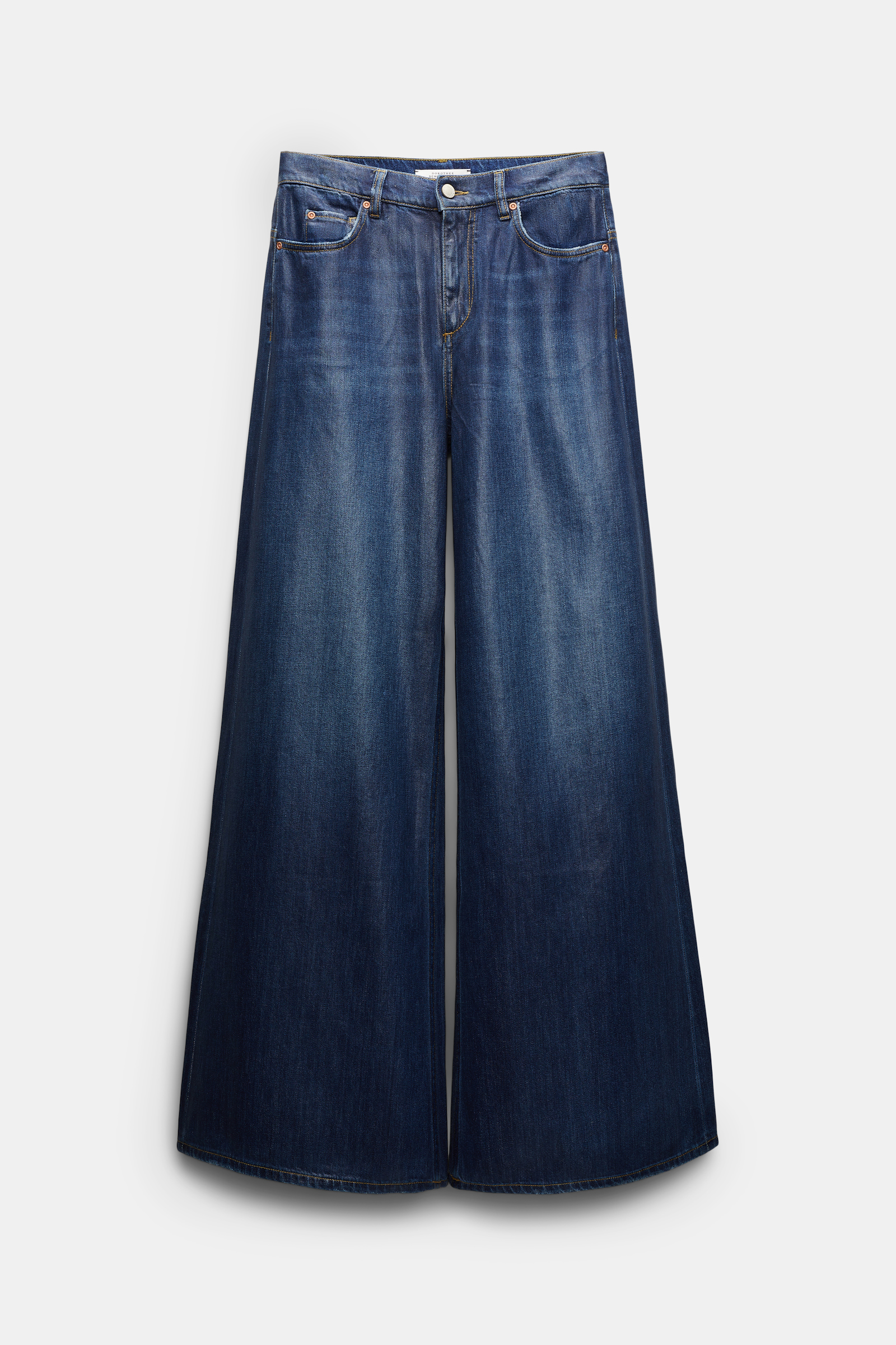 Dorothee Schumacher Wide denim pants with under-glass effect blue indigo