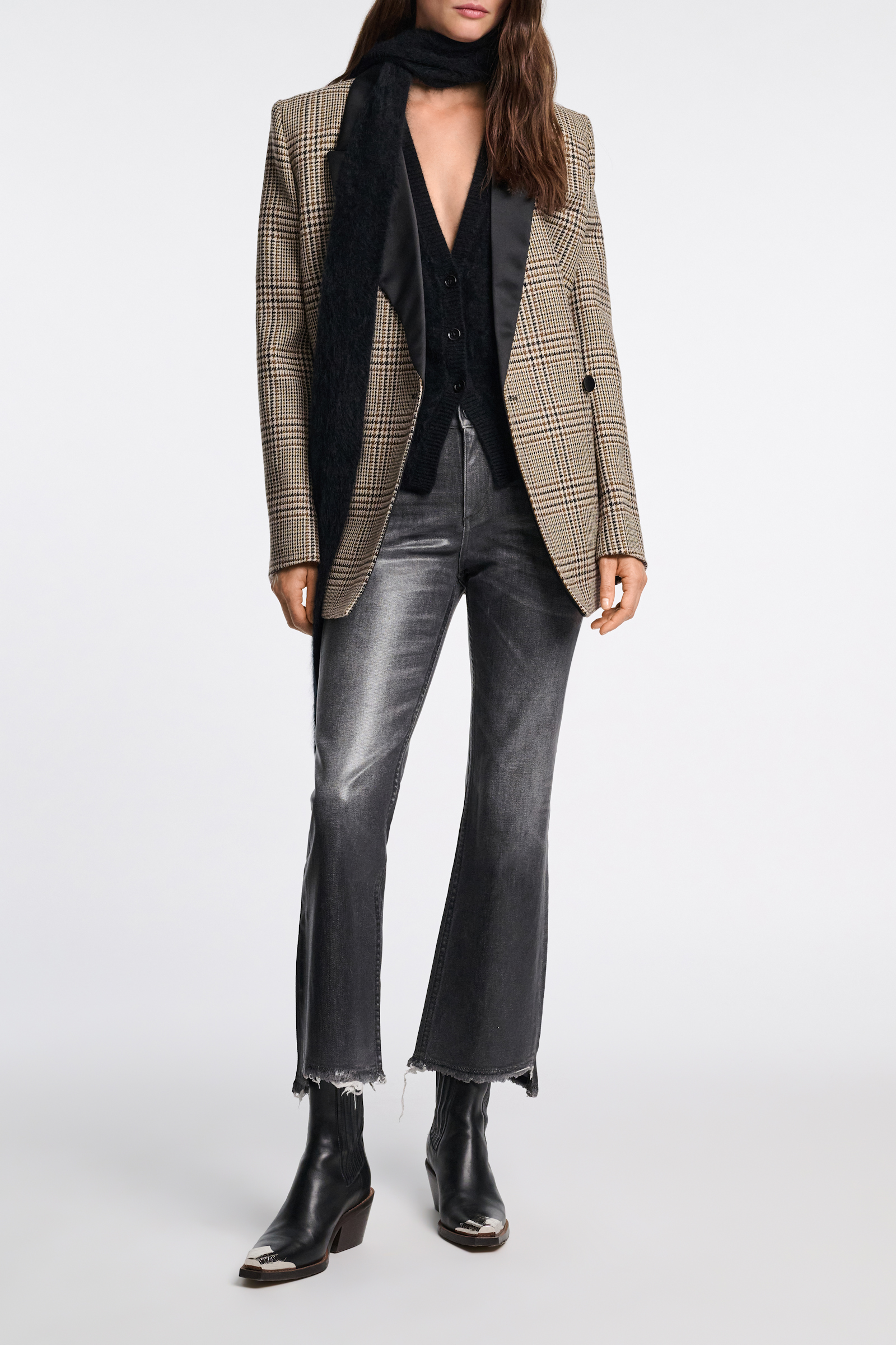 Dorothee Schumacher Cropped flared jeans with under-glass effect structured grey