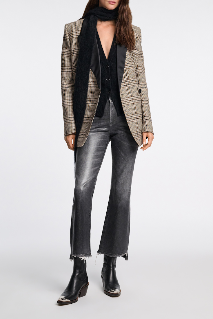 Dorothee Schumacher Cropped flared jeans with under-glass effect structured grey