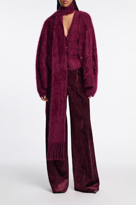 Dorothee Schumacher Wide leg pleated corduroy trousers dark burgundy