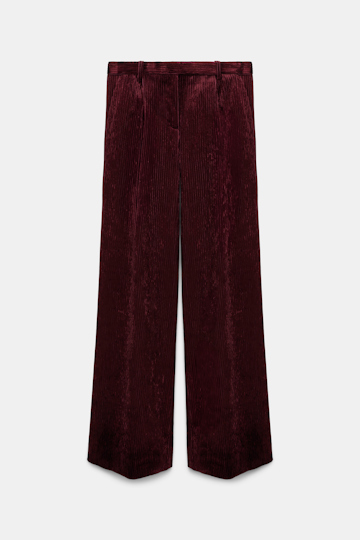 Dorothee Schumacher Wide leg pleated corduroy trousers dark burgundy