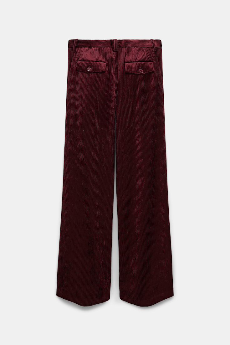 Dorothee Schumacher Wide leg pleated corduroy trousers dark burgundy