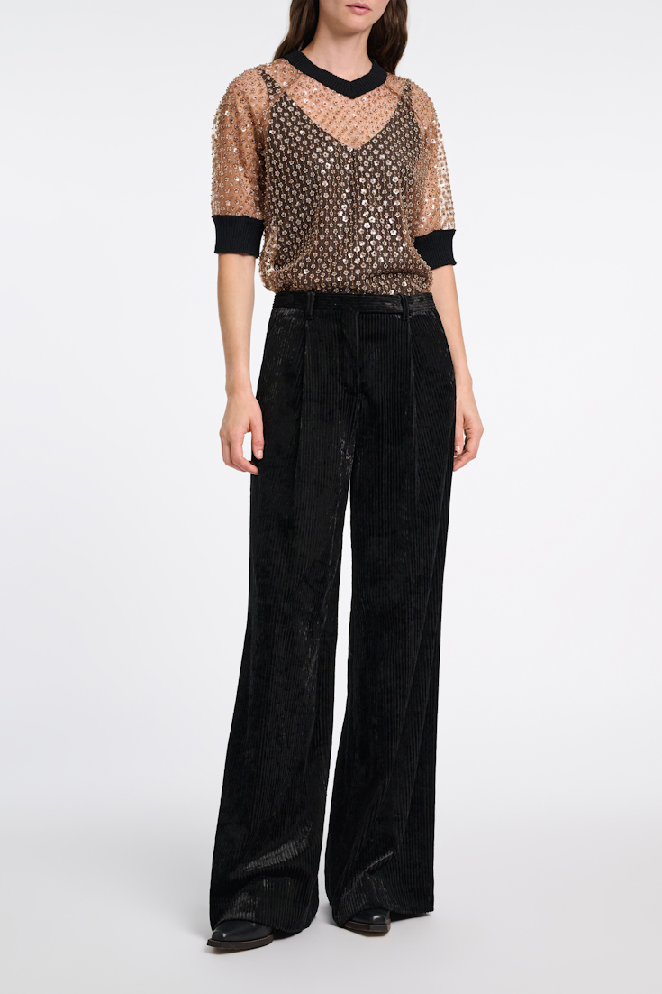 Dorothee Schumacher Wide leg pleated corduroy trousers black