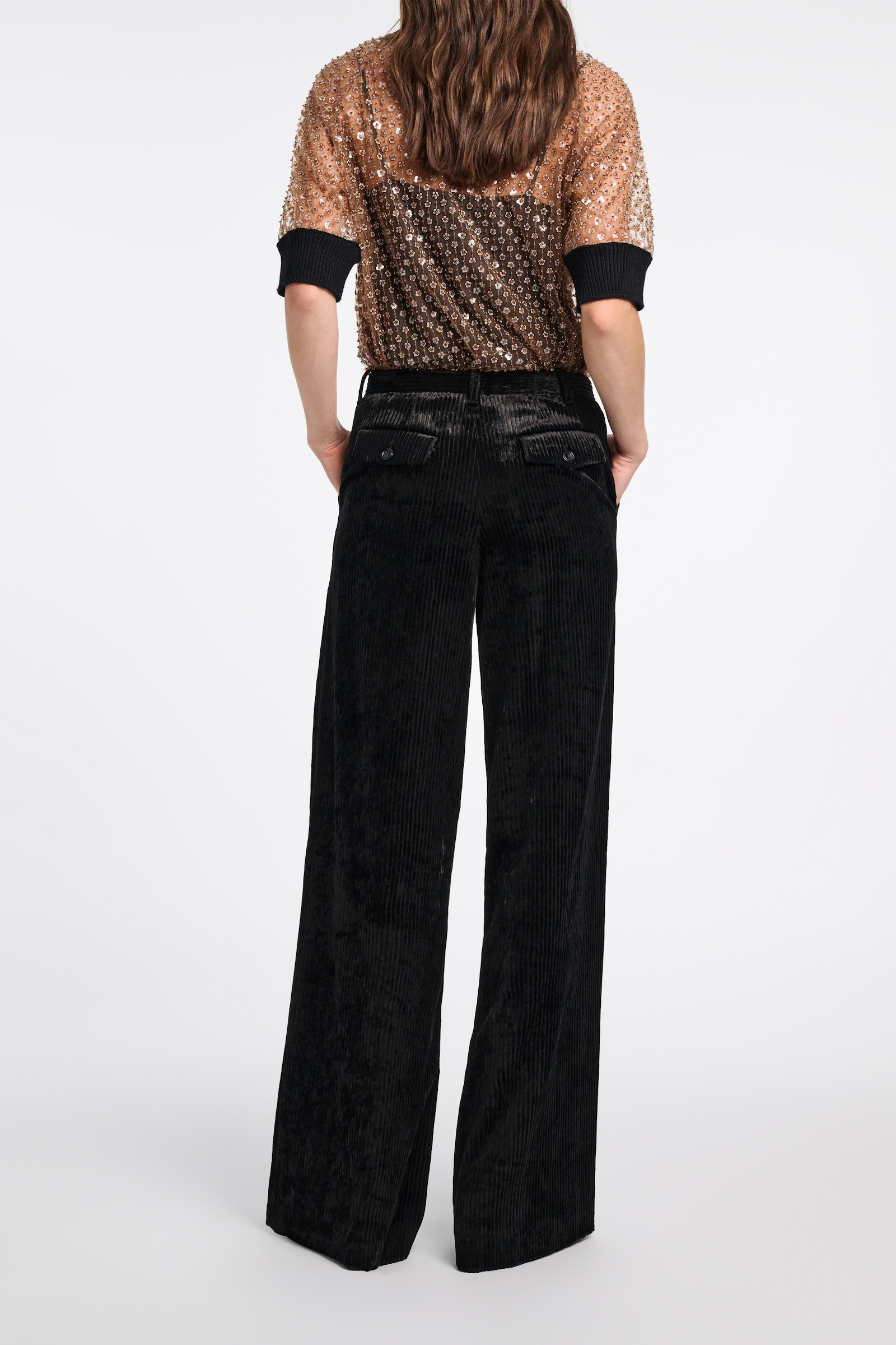 Dorothee Schumacher Wide leg pleated corduroy trousers black