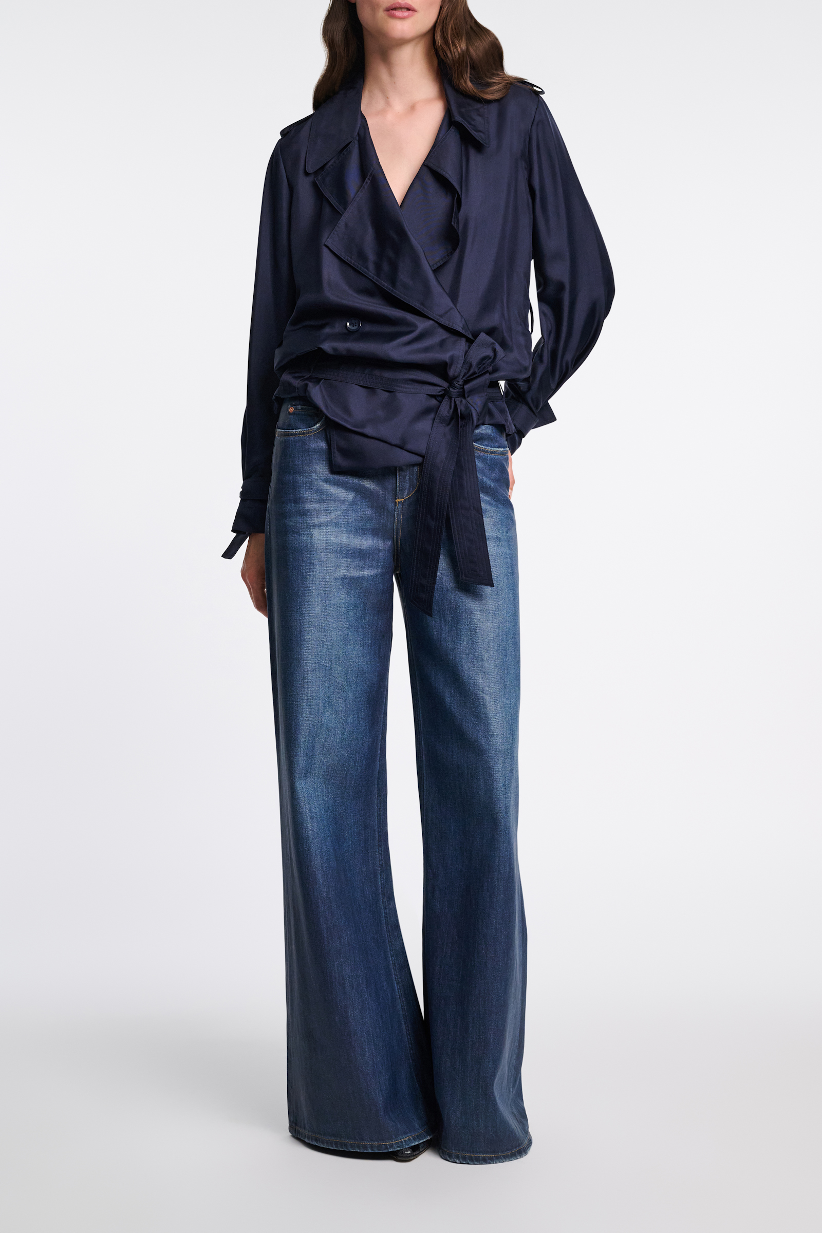 Dorothee Schumacher Bluse im Trenchcoat-Style aus Seidentwill blue night