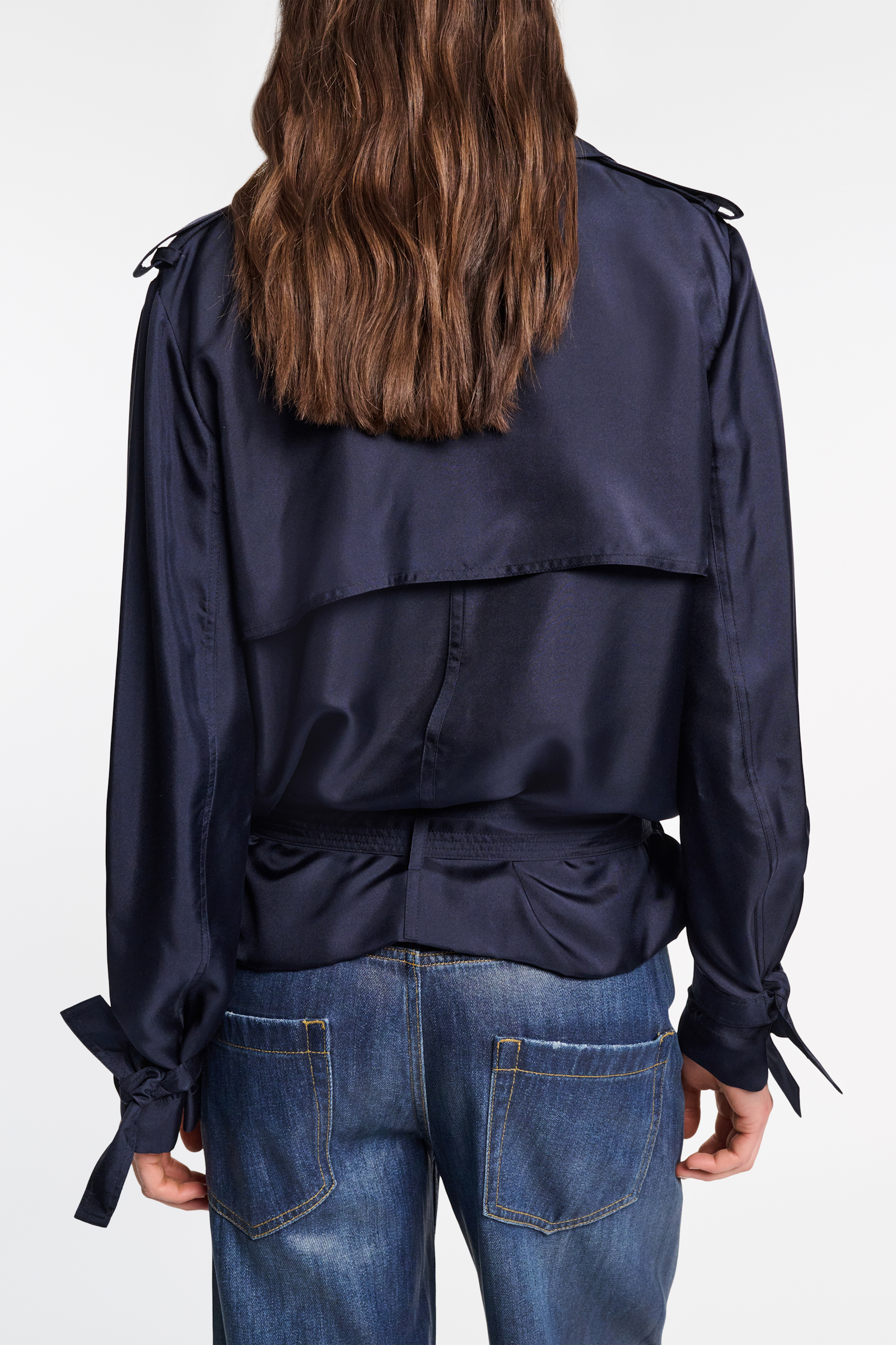 Dorothee Schumacher Bluse im Trenchcoat-Style aus Seidentwill blue night