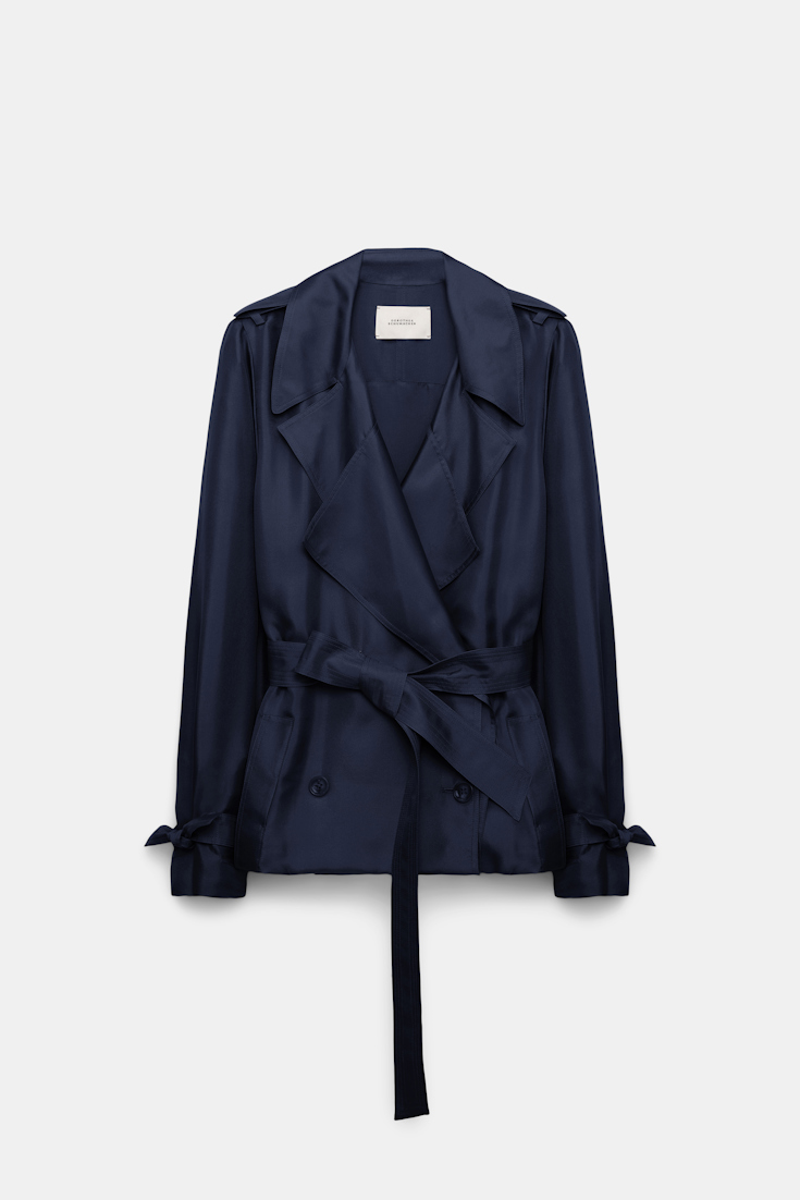 Dorothee Schumacher Bluse im Trenchcoat-Style aus Seidentwill blue night