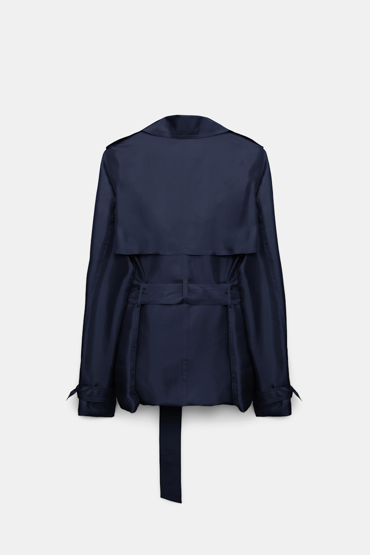 Dorothee Schumacher Bluse im Trenchcoat-Style aus Seidentwill blue night