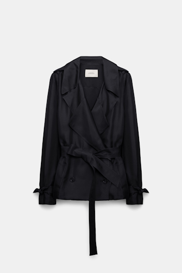 Dorothee Schumacher Bluse im Trenchcoat-Style aus Seidentwill deep black