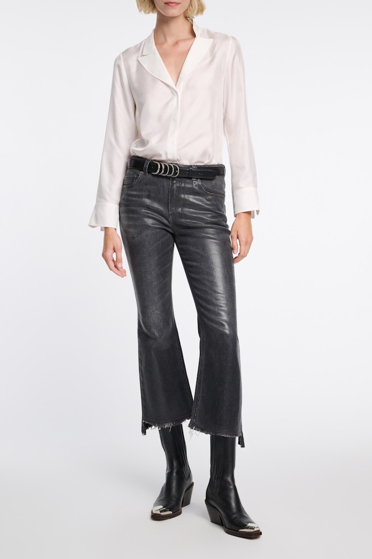 Dorothee Schumacher Silk twill blouse with asymmetric lapel camelia white