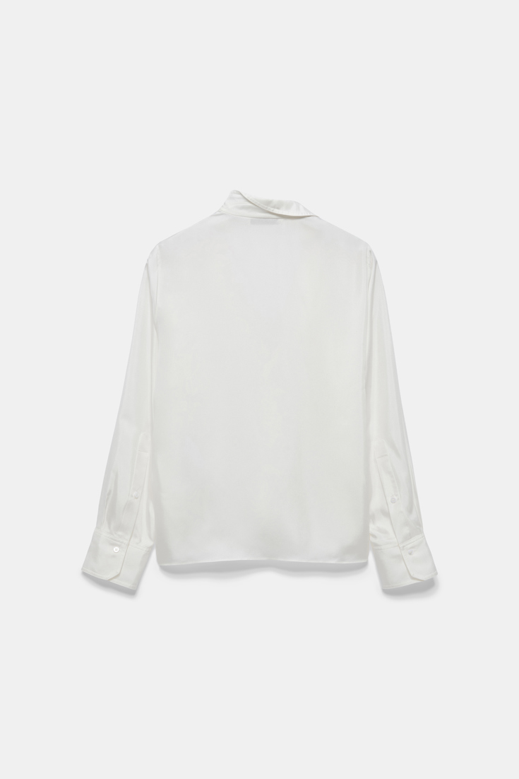 Dorothee Schumacher Silk twill blouse with asymmetric lapel camelia white