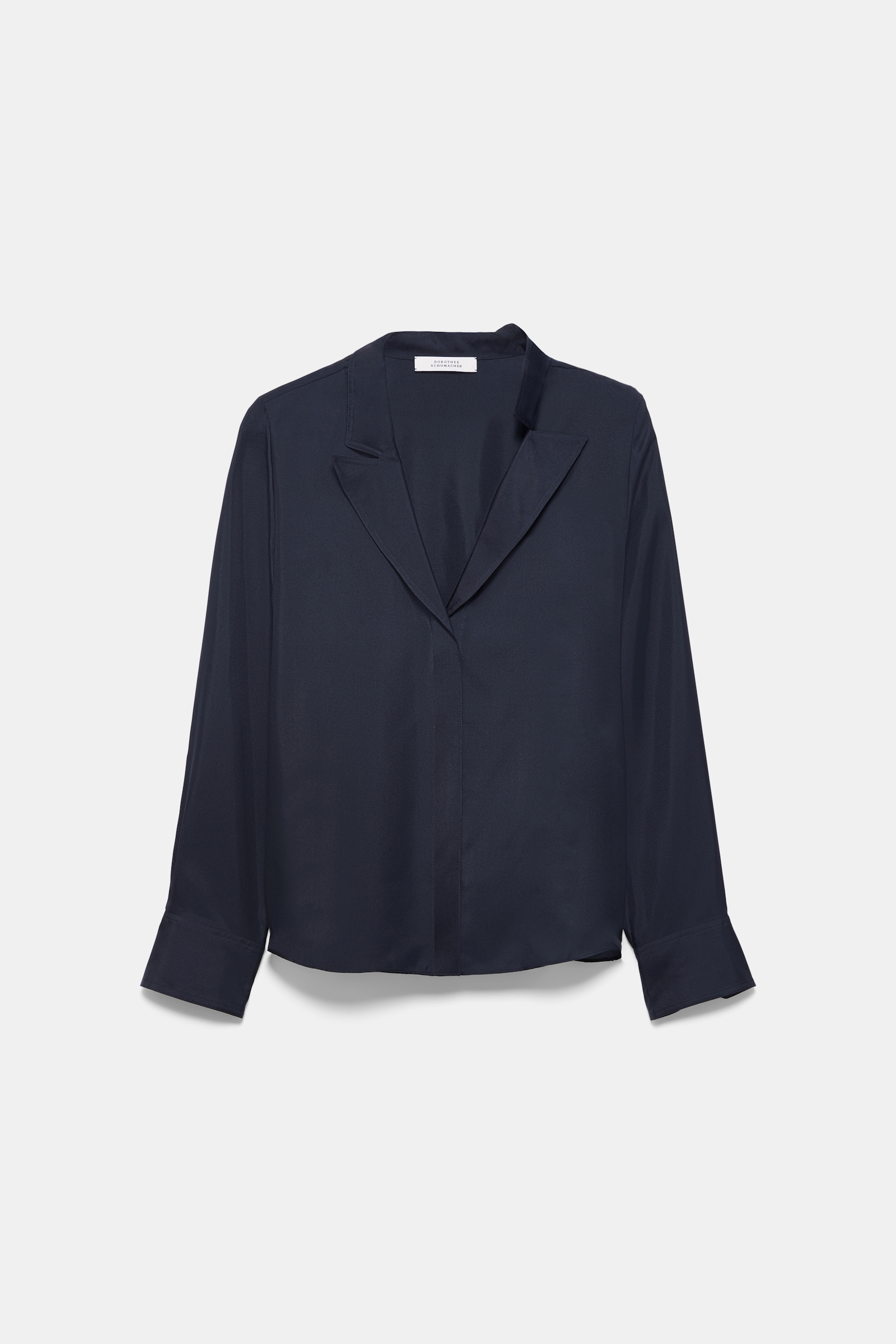 Dorothee Schumacher Bluse aus Seidentwill mit asymmetrischem Revers blue night