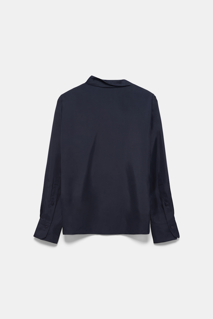 Dorothee Schumacher Silk twill blouse with asymmetric lapel blue night