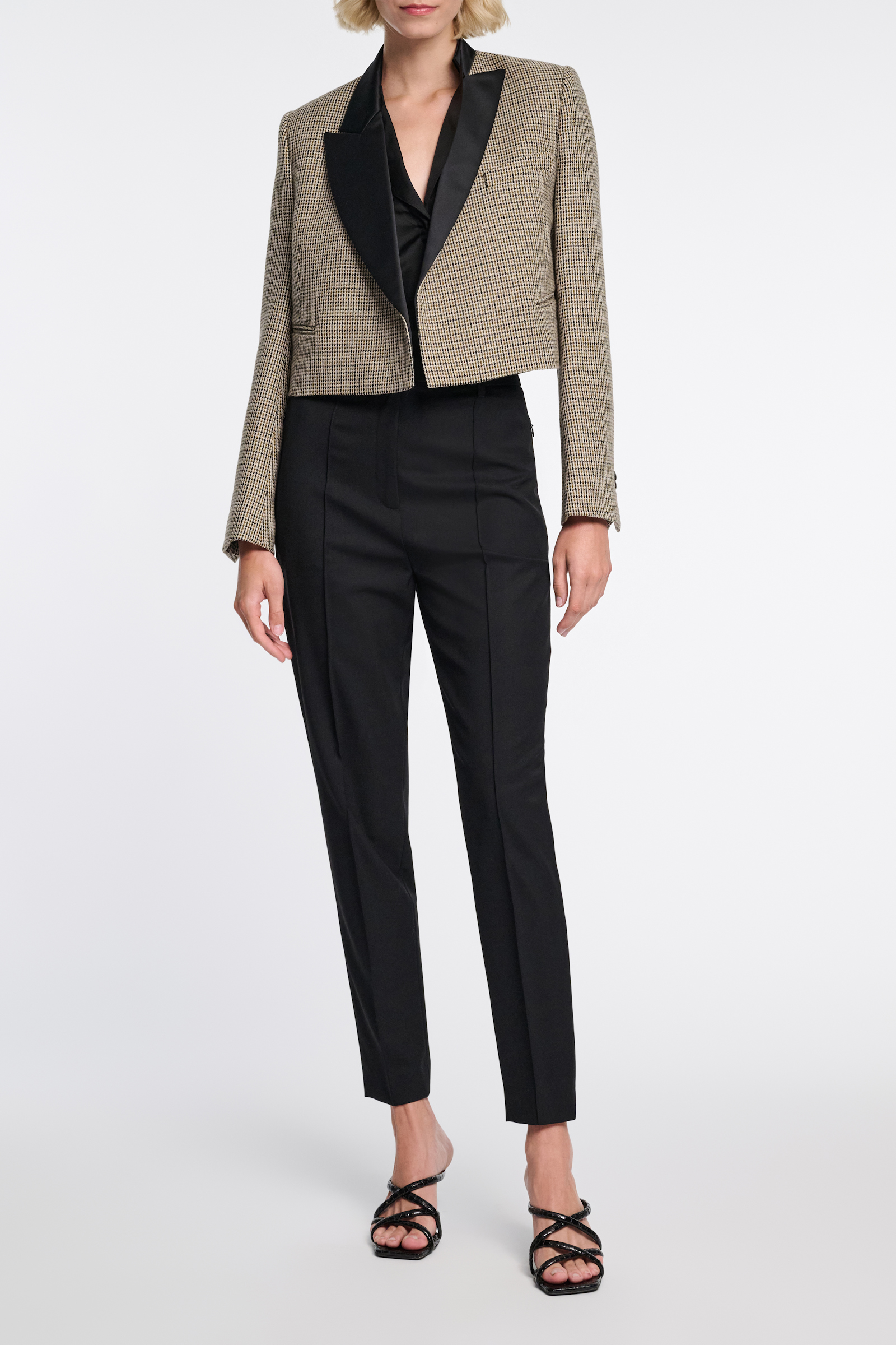 Dorothee Schumacher Silk twill blouse with asymmetric lapel black