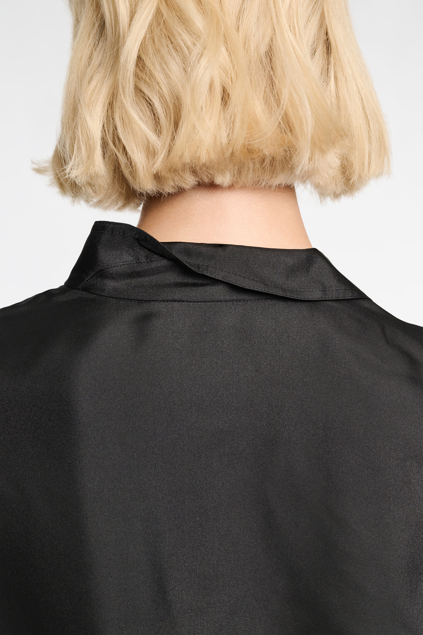 Dorothee Schumacher Silk twill blouse with asymmetric lapel black