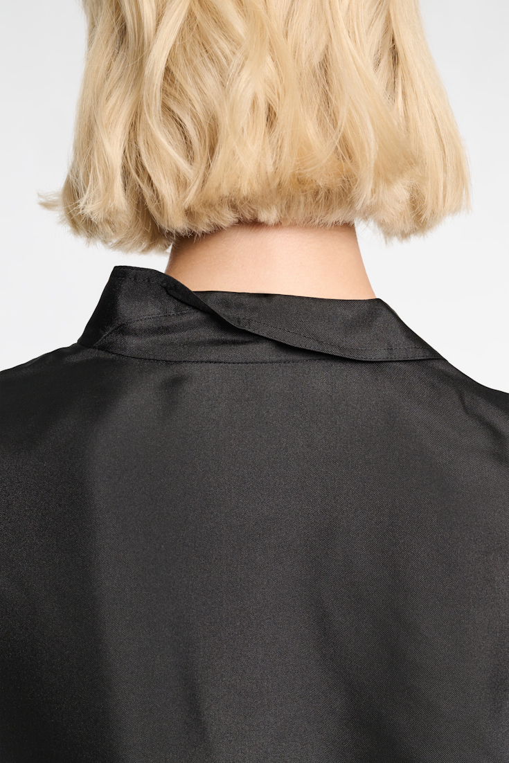 Dorothee Schumacher Silk twill blouse with asymmetric lapel black