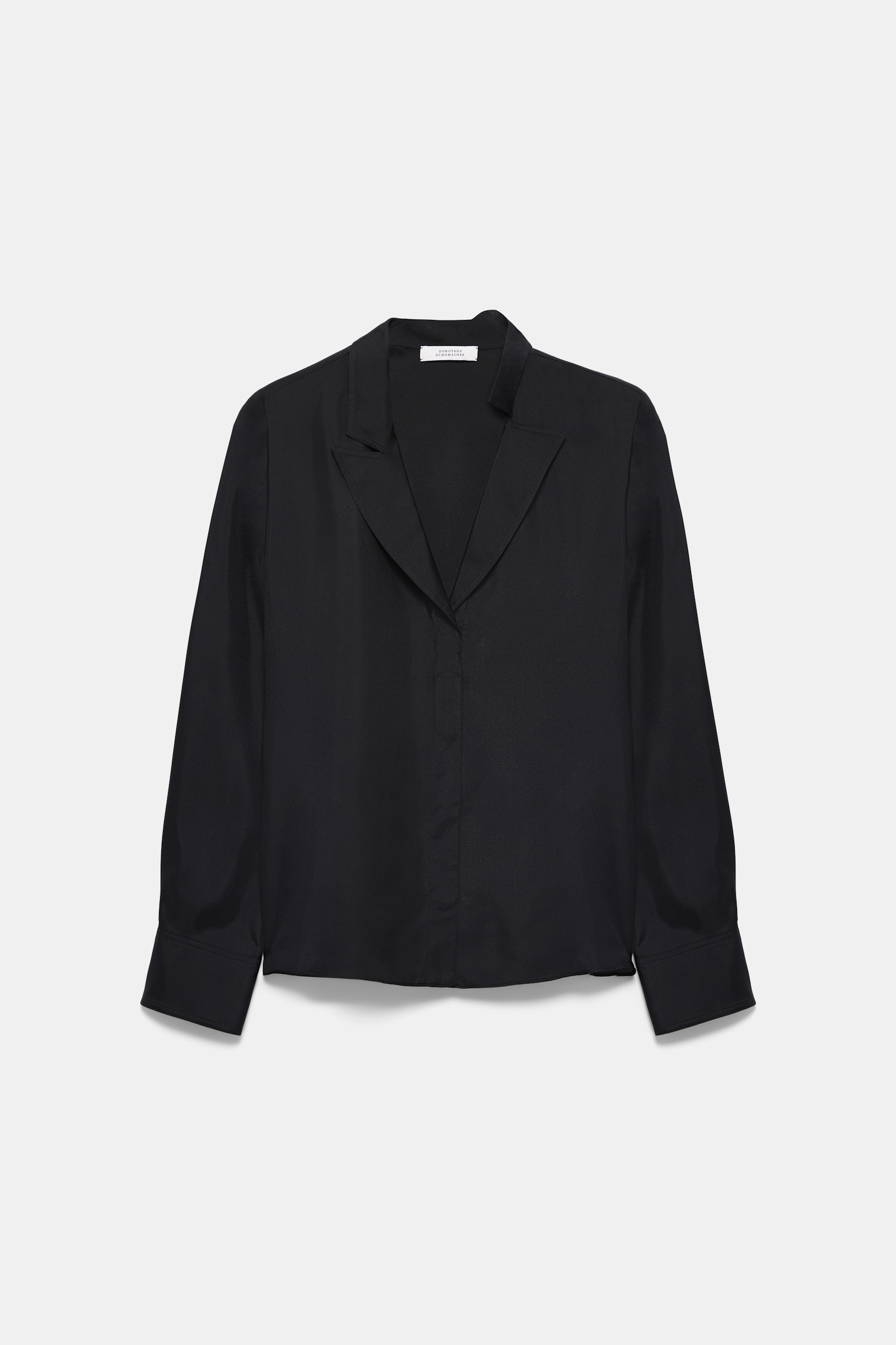 Dorothee Schumacher Silk twill blouse with asymmetric lapel black