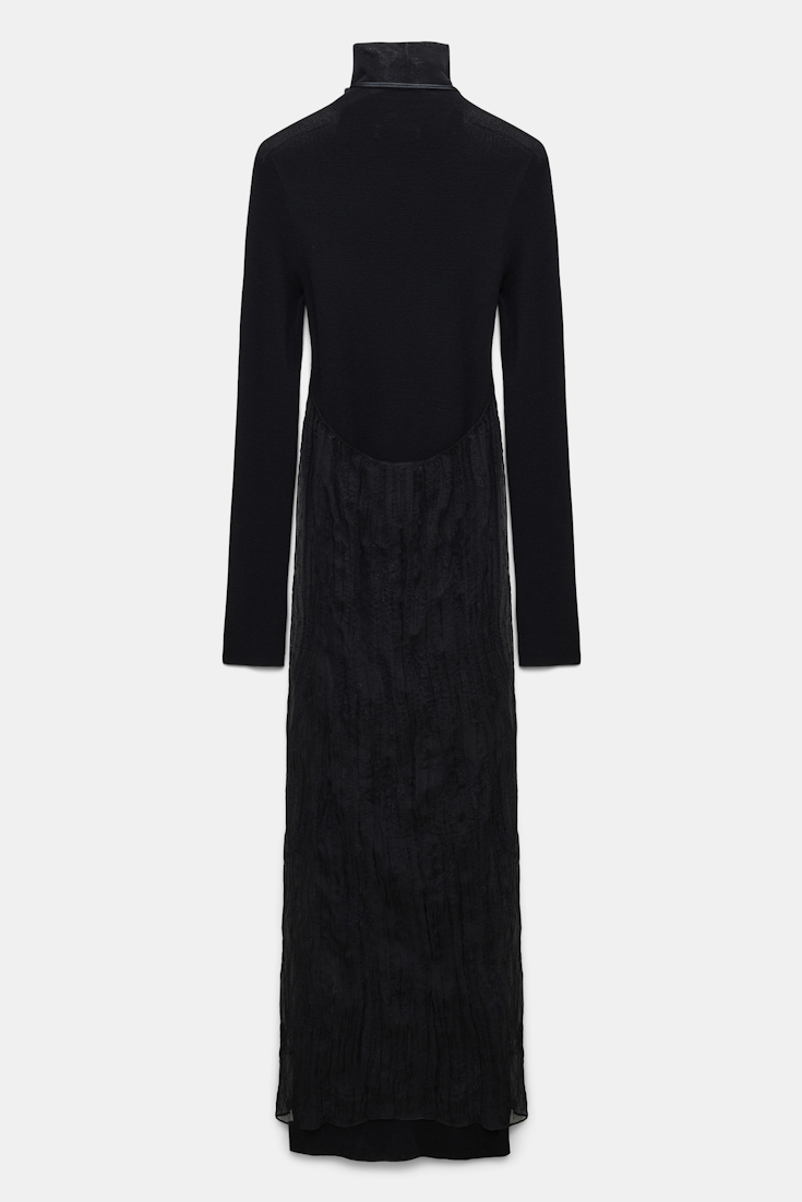 Dorothee Schumacher Halter dress in embroidered crinkle chiffon black