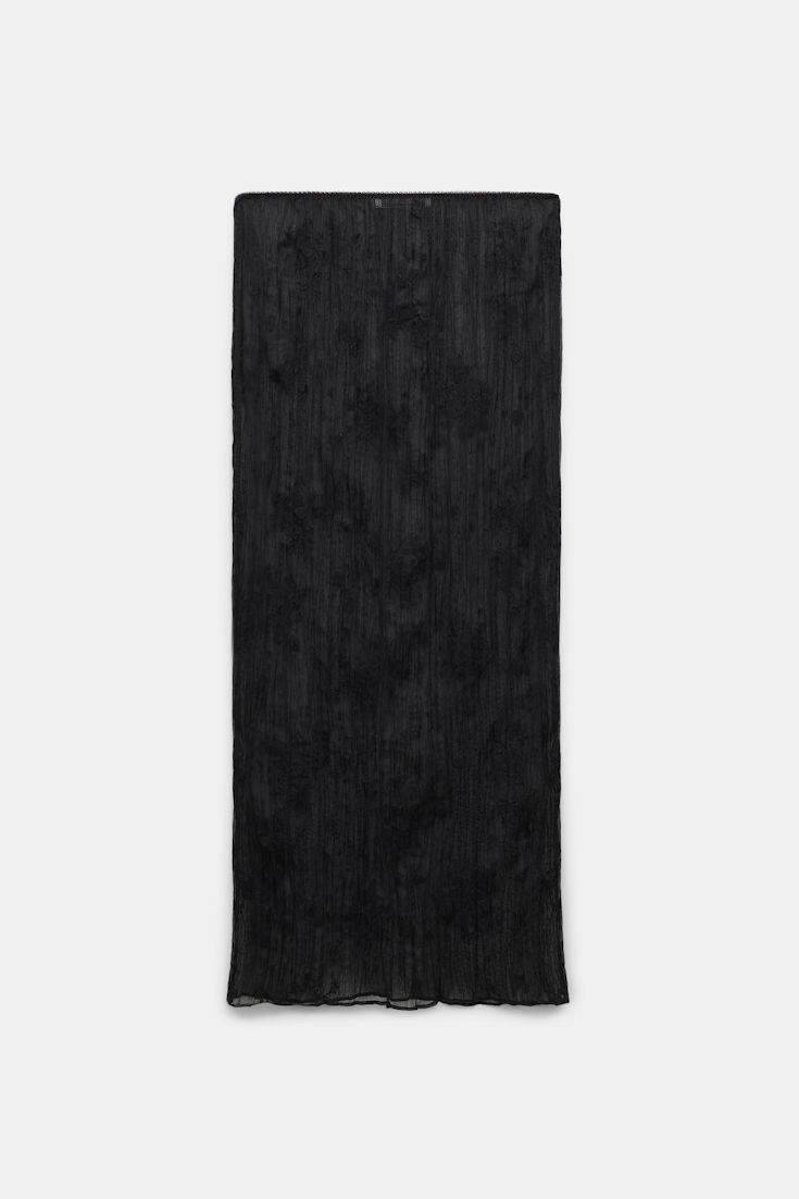 Dorothee Schumacher Pencil skirt in embroidered crinkle chiffon black