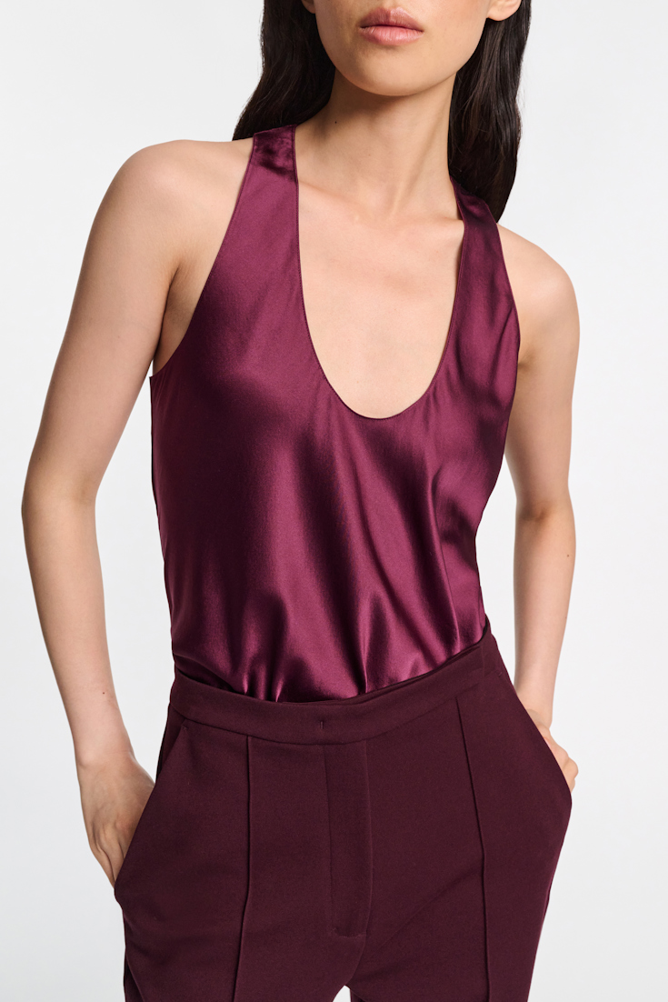 Dorothee Schumacher Silk-satin tank top burgundy