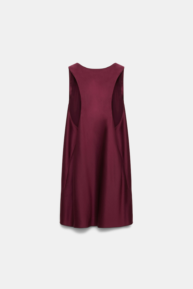 Dorothee Schumacher Tanktop aus Seidensatin mit tiefem Rundhalsausschnitt burgundy