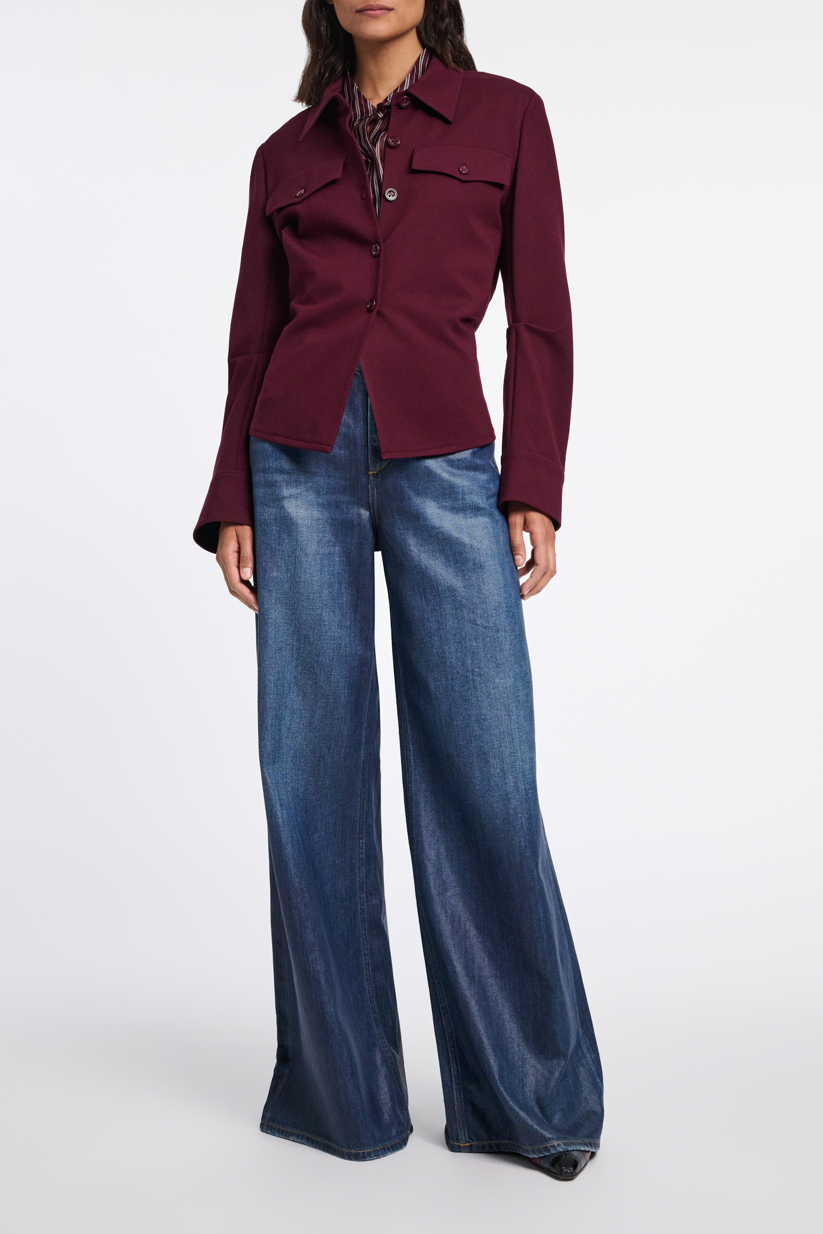 Dorothee Schumacher Getailortes Shirt aus Punto Milano dark burgundy