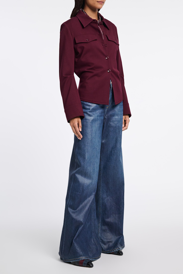 Dorothee Schumacher Getailortes Shirt aus Punto Milano dark burgundy