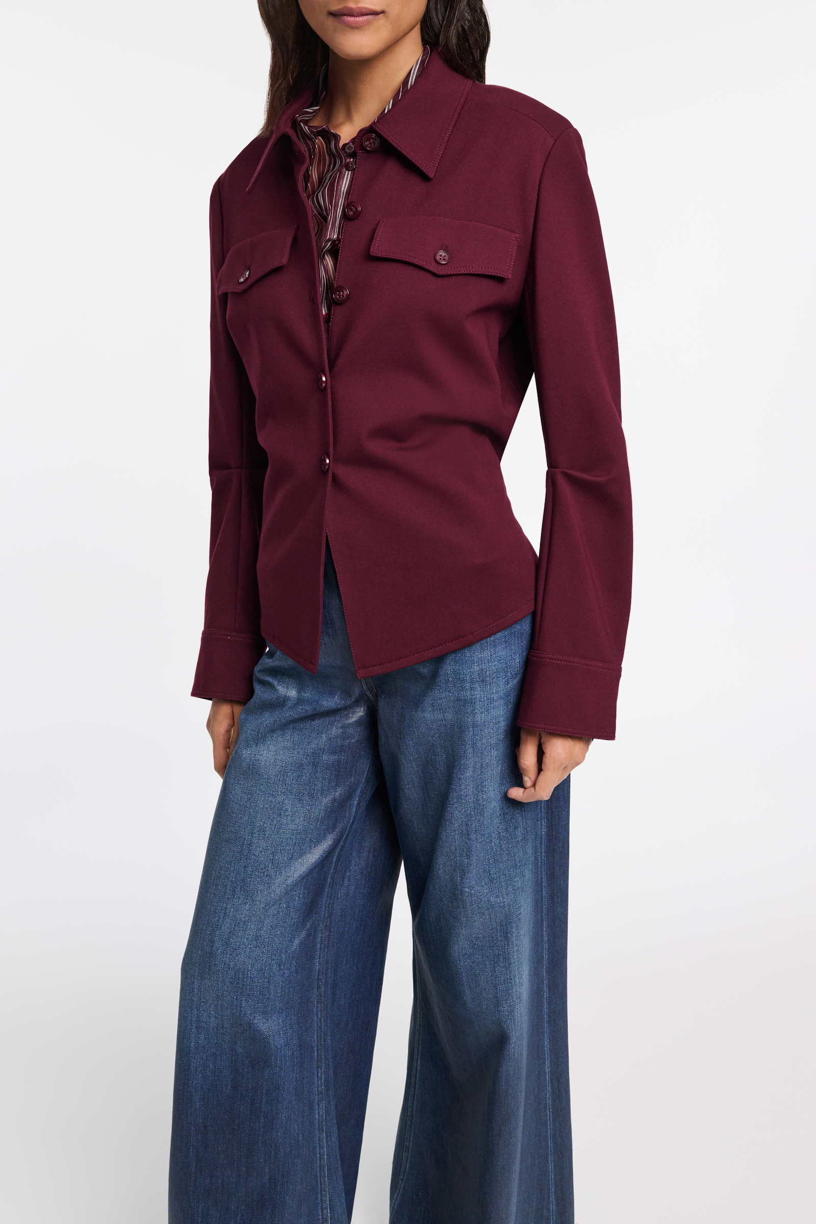 Dorothee Schumacher Getailortes Shirt aus Punto Milano dark burgundy