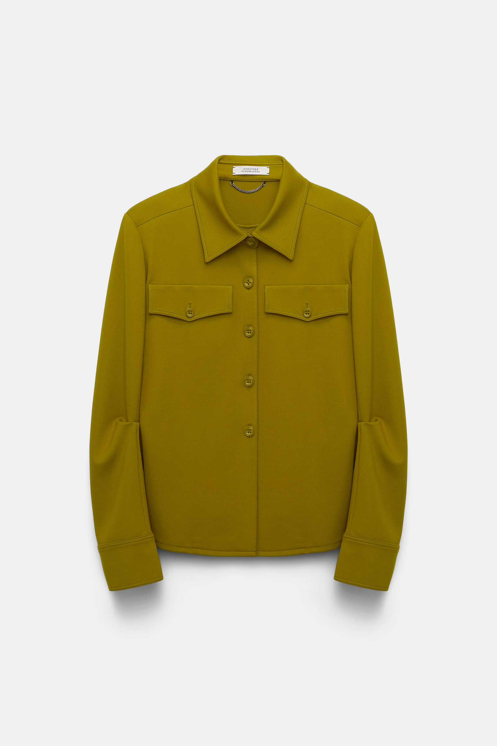 Dorothee Schumacher Tailored shirt-jacket in Punto Milano leguan green