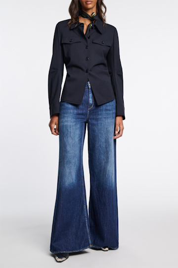 Dorothee Schumacher Tailored shirt-jacket in Punto Milano dark navy