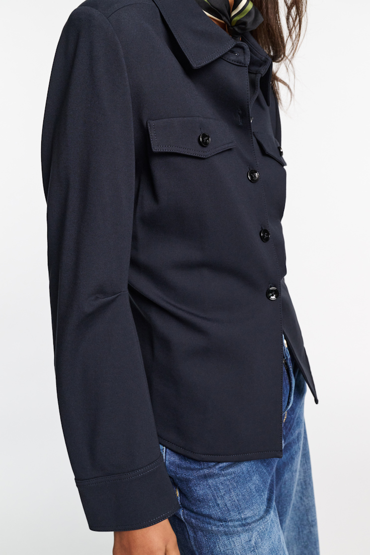 Dorothee Schumacher Getailortes Shirt aus Punto Milano dark navy