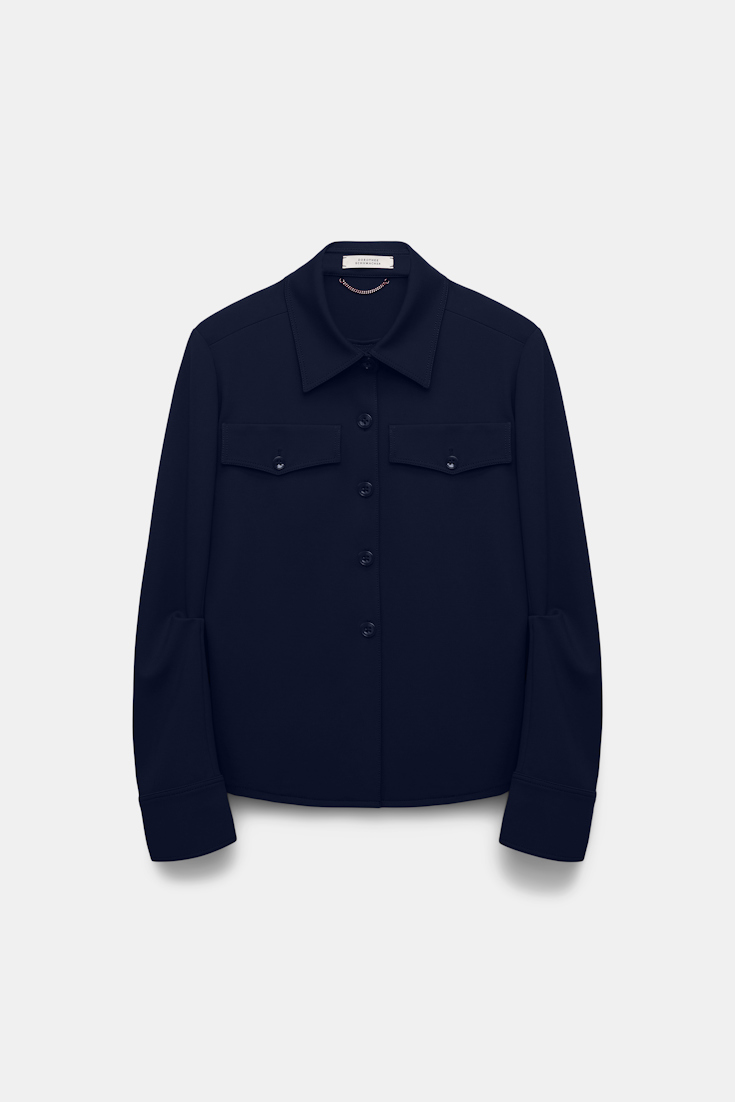 Dorothee Schumacher Tailored shirt-jacket in Punto Milano dark navy